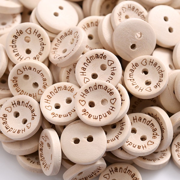25MM - 50 HANDMADE wooden buttons - Wooden buttons -Holzknöpfe -boutons en bois - Wooden buttons