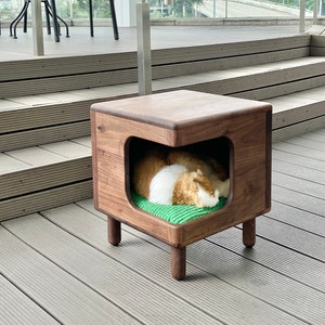 Walnut Stool, Pet house, Side Table, Chair, Cat House, Pet Furniture