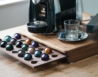 Wood Tray, Coffee Capsule Tray, Capsule Storage, Walnut Tray for Coffee Capsules