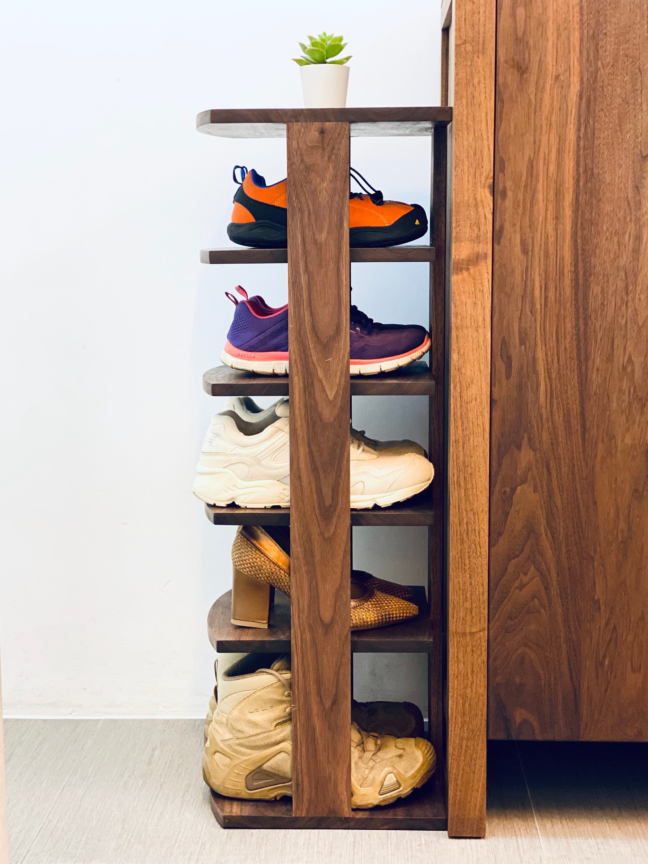 Walnut Shoe storage rack Shoe Rack Storage Shelf Solidwood Etsy