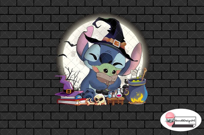 Stitch Hugs Baby Yoda PNG Lilo & Stitch Star Wars Stitch | Etsy