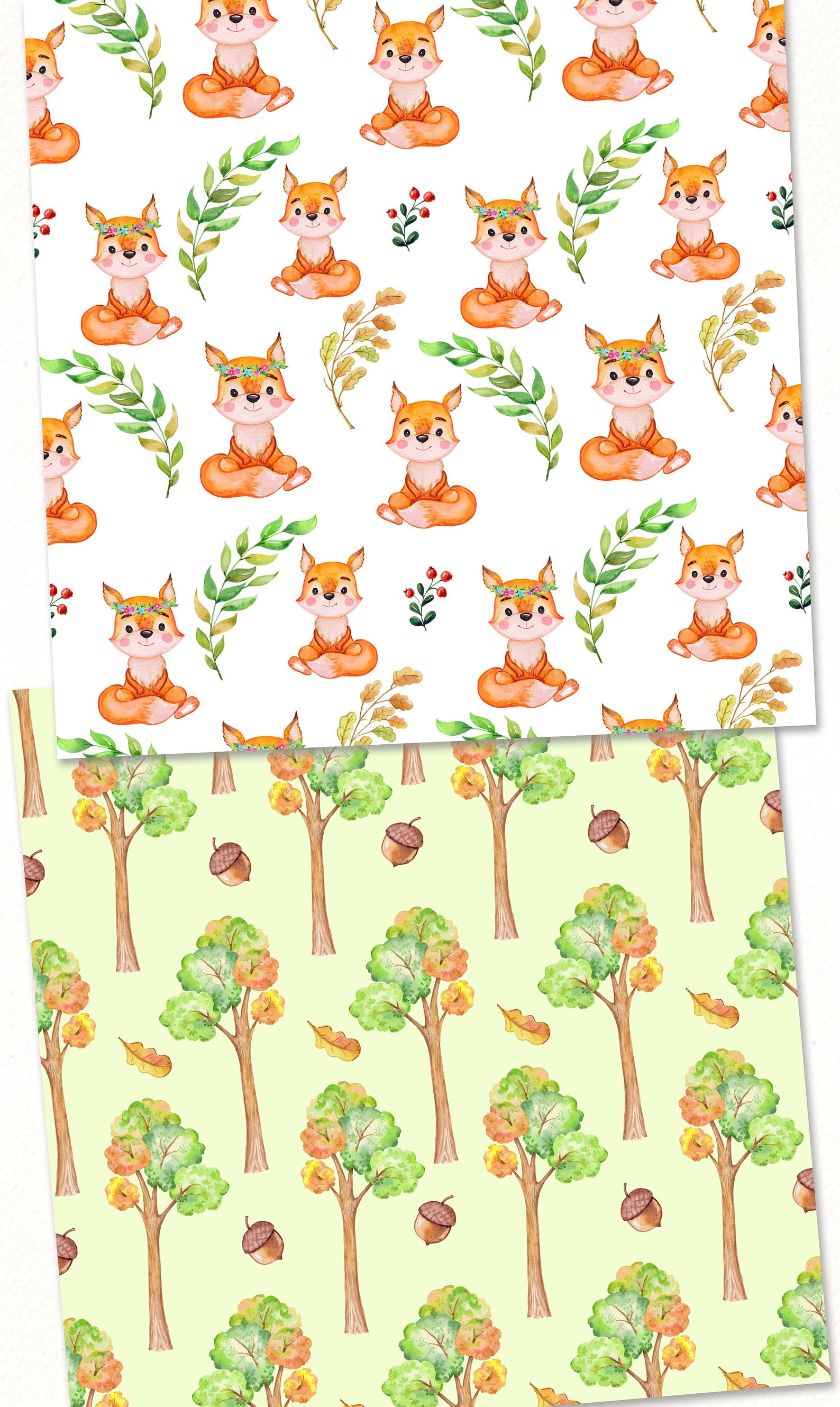 Woodland Animals Paper Pack Forest Digital Paper Baby Etsy