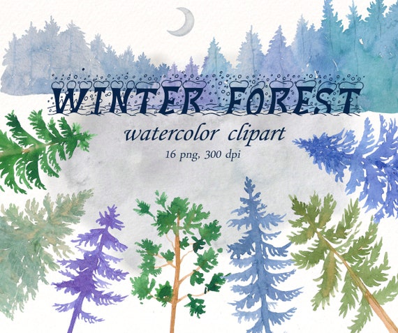 Watercolor Winter Forest Clipart Woodland Christmas Trees Etsy Watercolor Winter Forest Clipart Woodland Christmas Trees Etsy