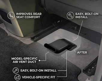 2ndRowFlow Set of 2 Rear Air Vent Adapters for Hyundai Ioniq 5 | Directs Floor Vent Air to Rear Passengers | No Drill, Factory Bolts