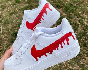 nike air force 1 low with red black blood drip design