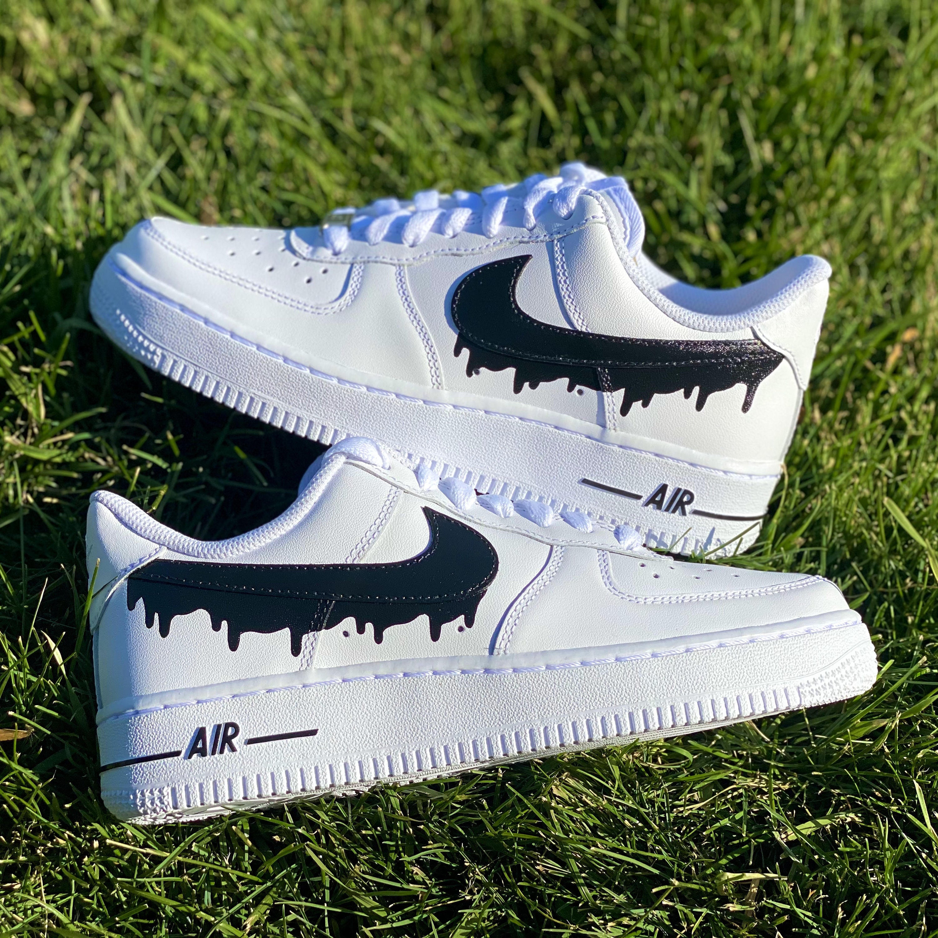 Custom Black Nike Drip Air Force Ones Custom AF1 Custom | Etsy