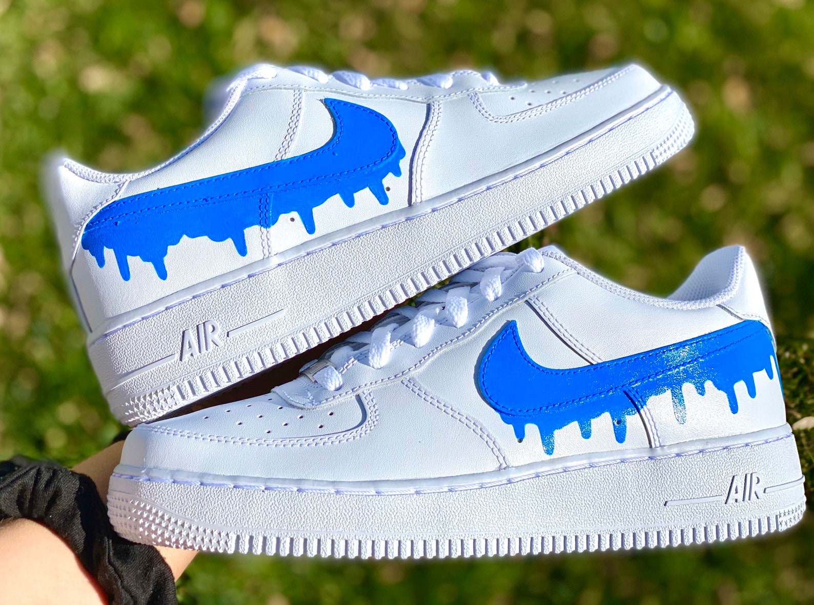 Custom True Blue Nike Drip Air Force Ones Custom AF1 | Etsy