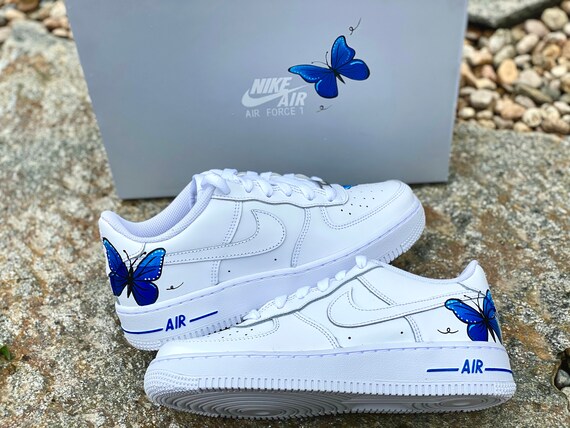 Custom Blue Nike Butterfly Air Force Ones Custom AF1 | Etsy België