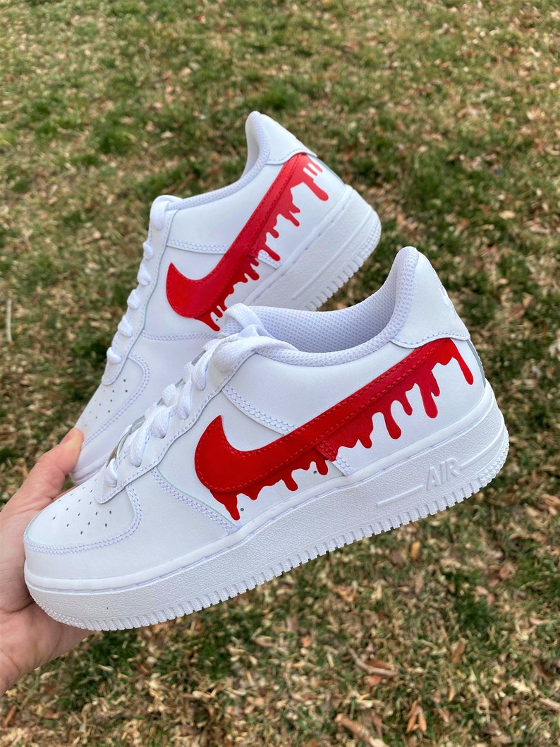 Custom Red Nike Drip Air Force Ones Custom AF1 Custom | Etsy