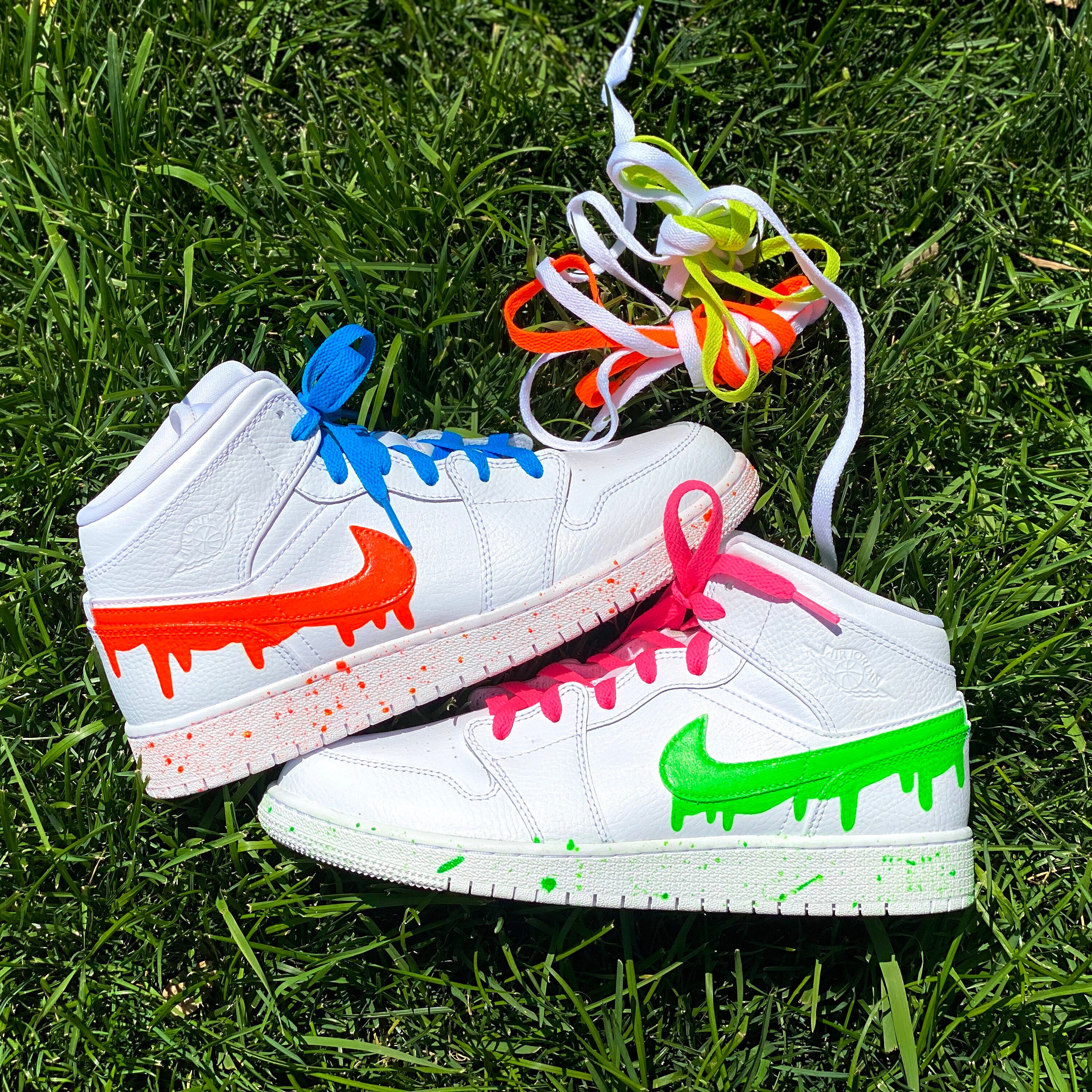 neon orange and green nikes