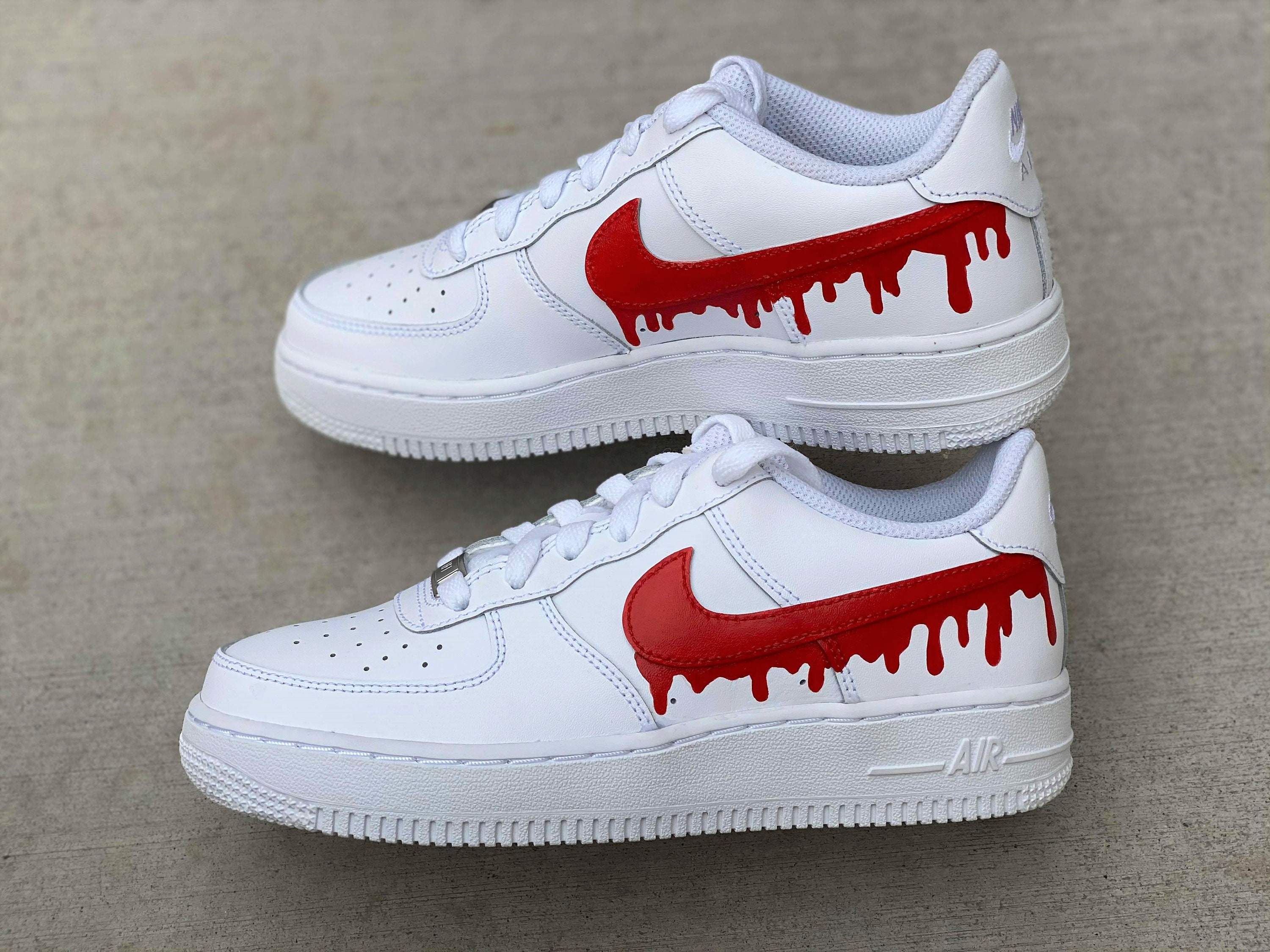 Custom Red Nike Drip Air Force Ones Custom AF1 Custom | Etsy