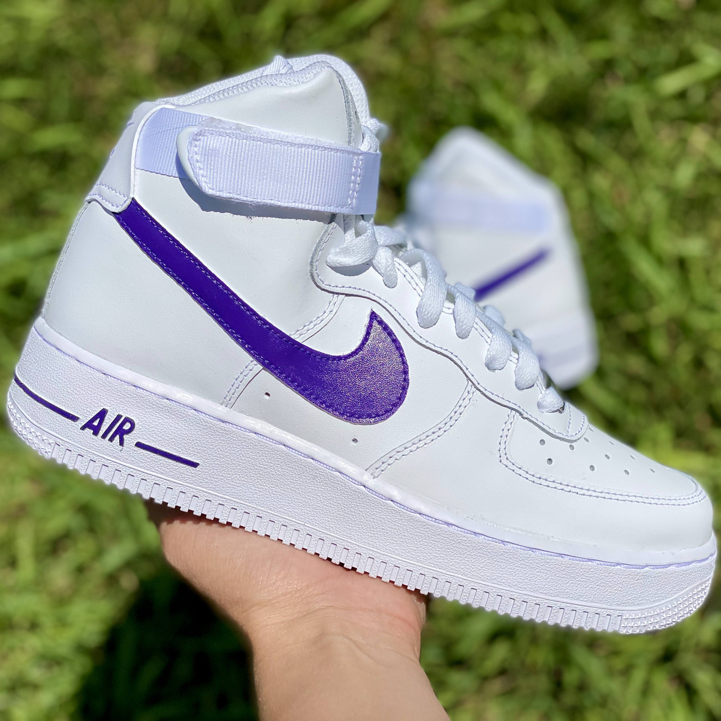 Custom Purple Nike Air Force Ones swoosh and AIR ONLY | Etsy UK