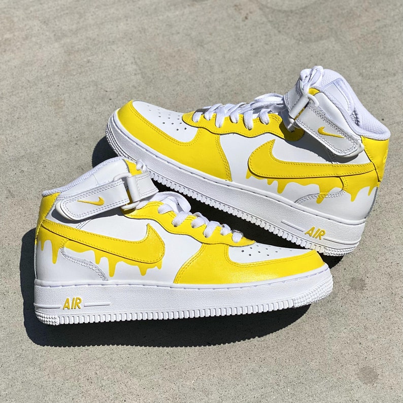 Pick Your Color Custom Nike Air Force Ones Yellow Drip | Etsy