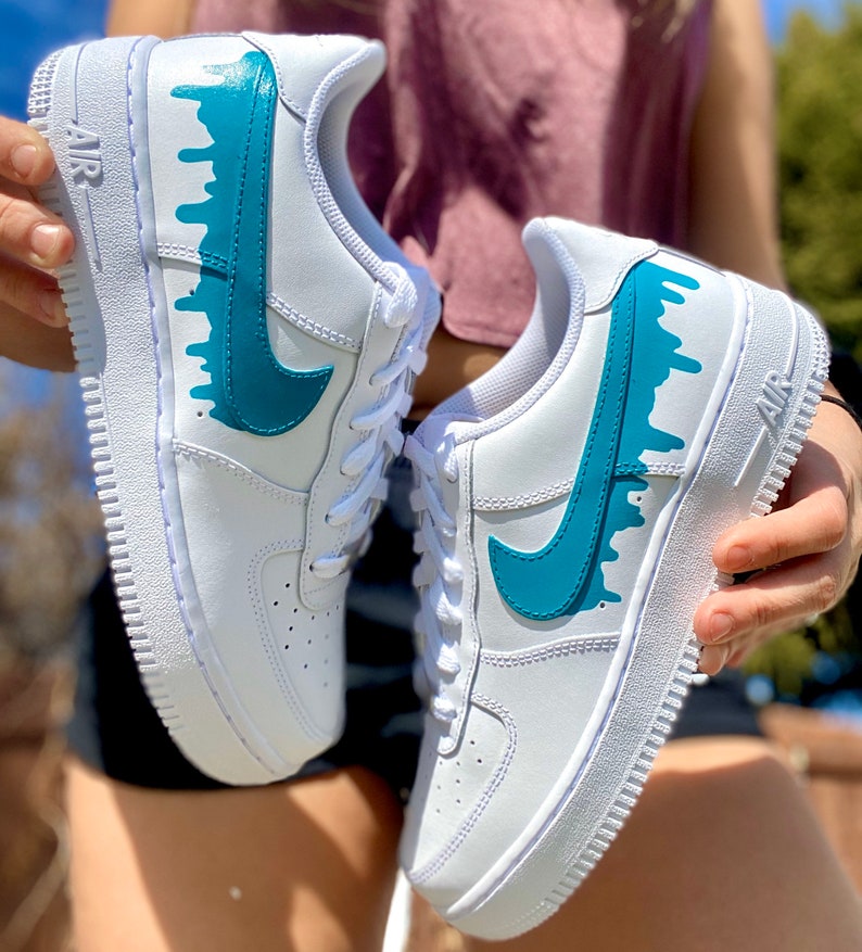 Custom Teal Green Nike Drip Air Force Ones Custom AF1 Etsy