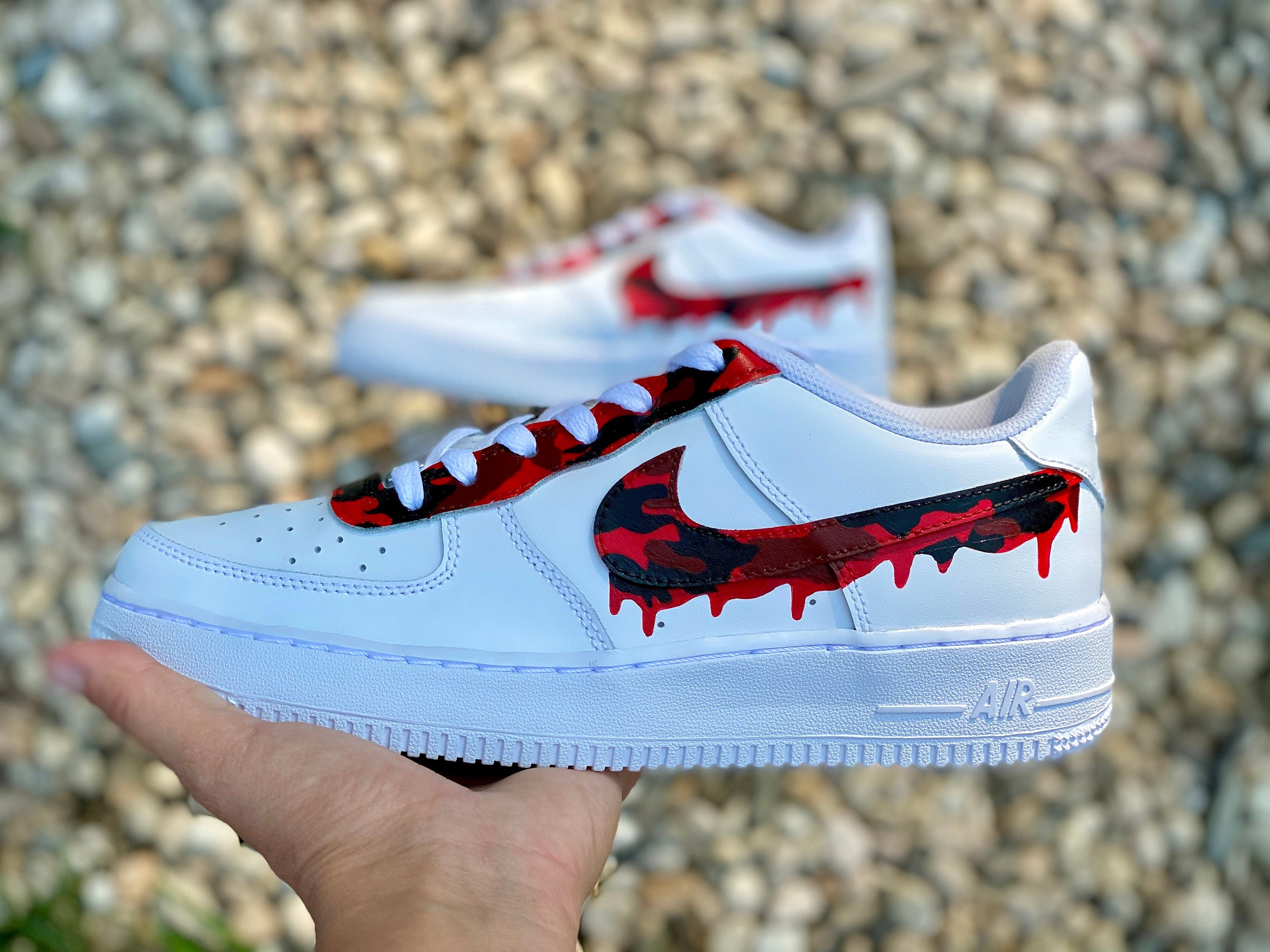 Custom Red Camo Drip Nike Air Force Ones Custom AF1 Custom | Etsy