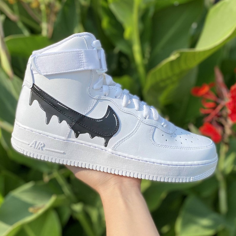 Custom Black Nike Drip Air Force Ones Custom AF1 Zapatos | Etsy México