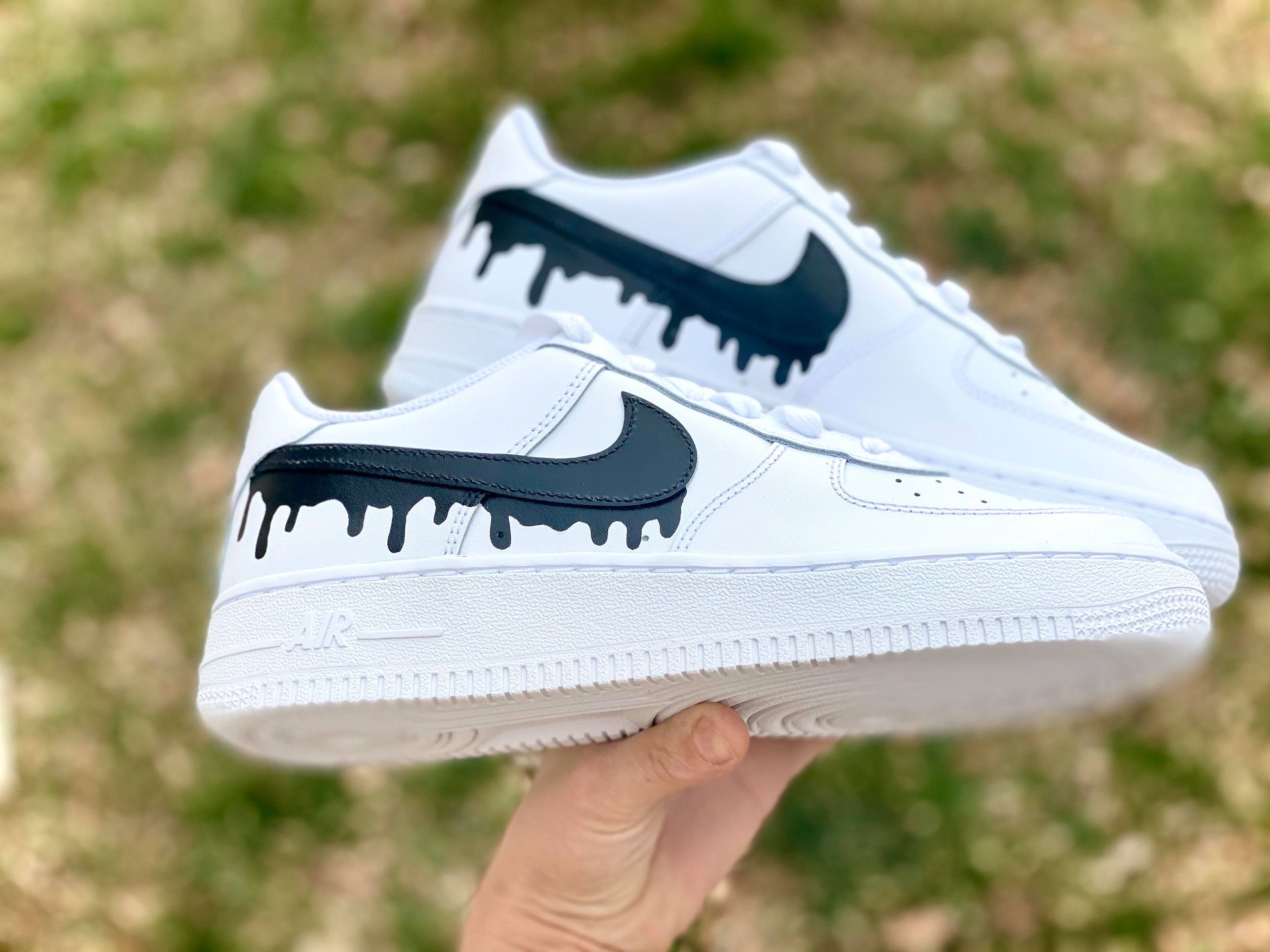 Custom Black Nike Drip Air Force Ones Custom Af1 Custom Etsy Custom Black Nike Drip Air Force Ones Custom Af1 Custom Etsy