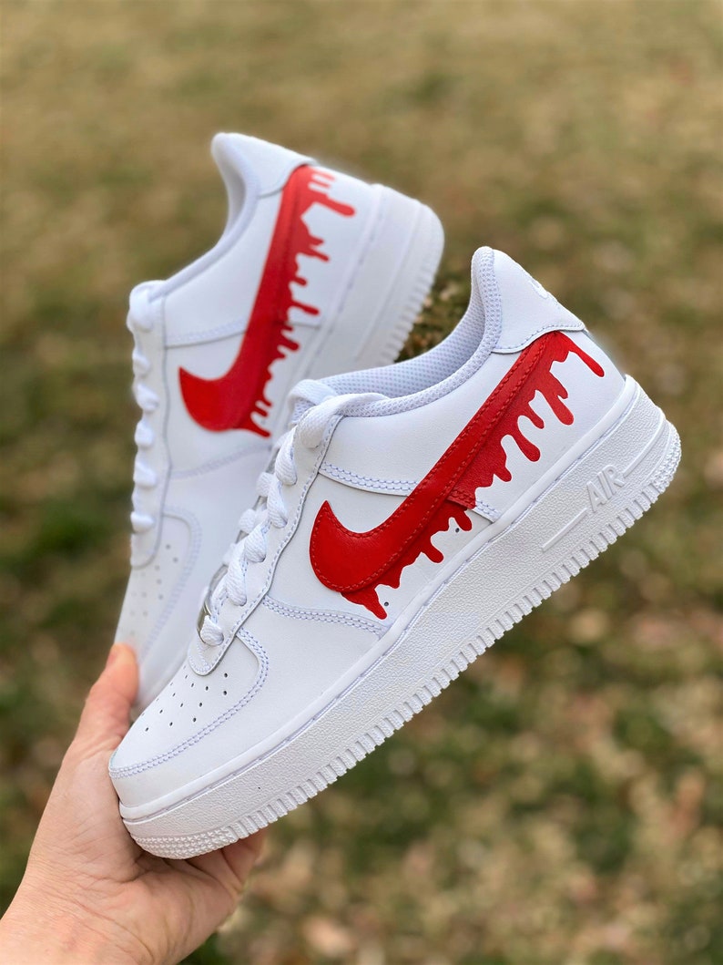 Custom Red Nike Drip Air Force Ones Custom AF1 Custom | Etsy