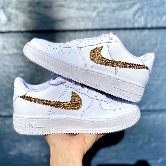Gold Rhinestone Nike Air Force Ones Custom AF1 Custom | Etsy