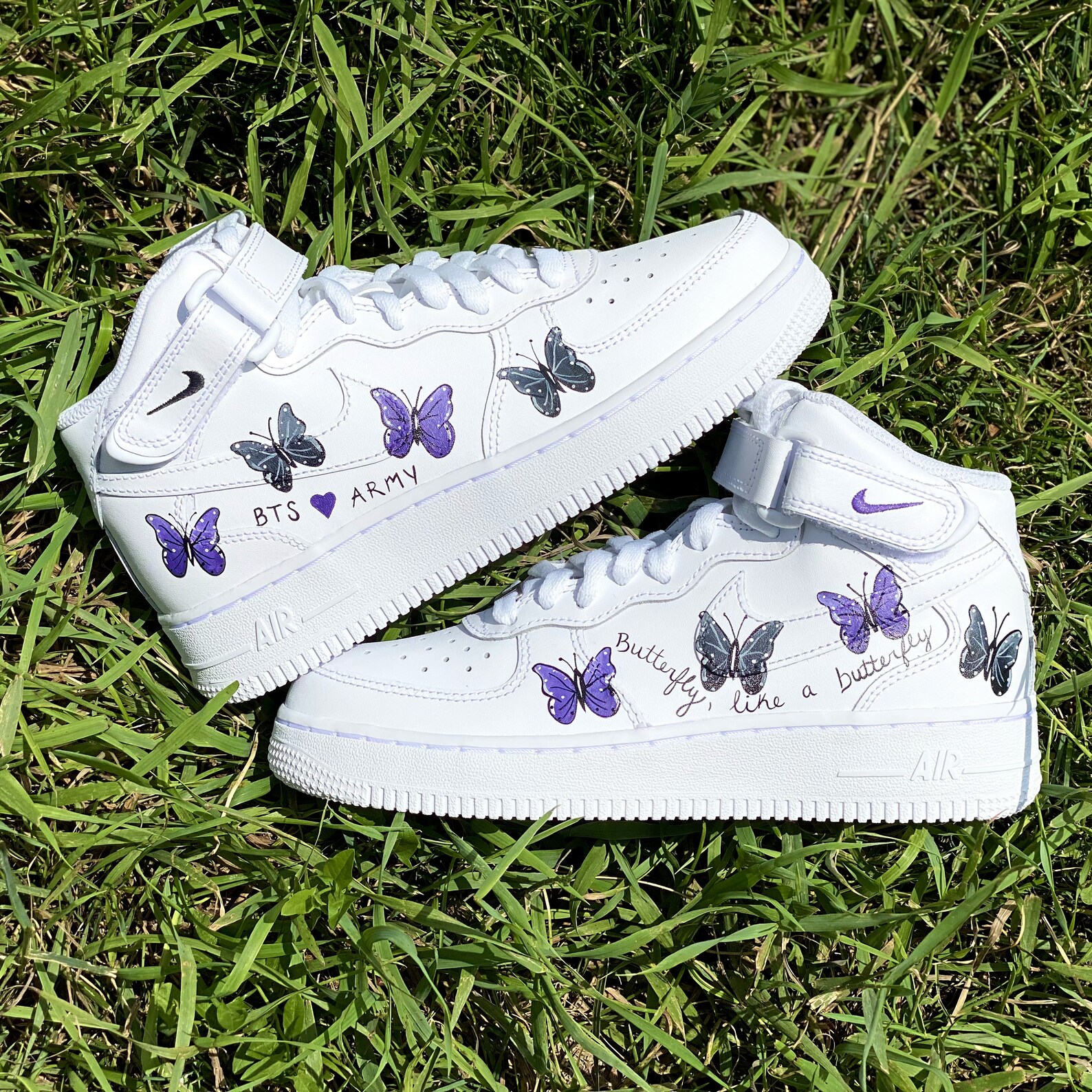 Custom Pick your color Nike Purple Butterfly Air Force Ones | Etsy