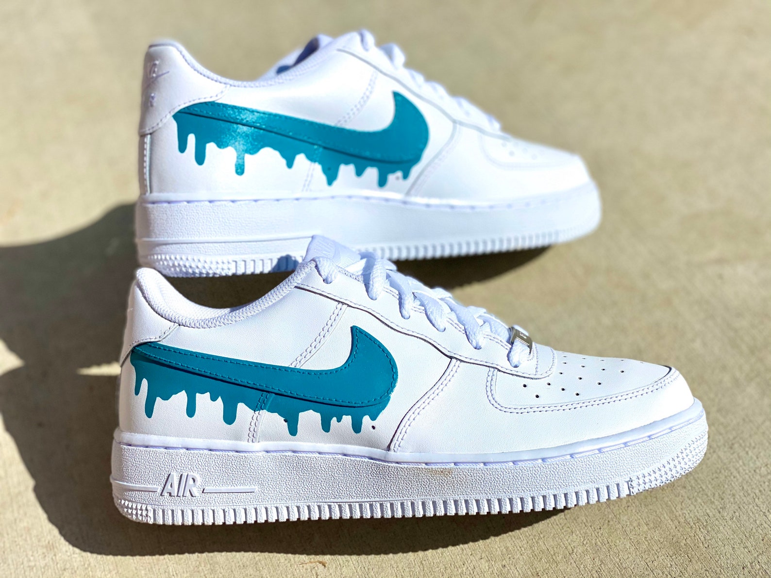 Custom Teal Green Nike Drip Air Force Ones Custom AF1 Etsy