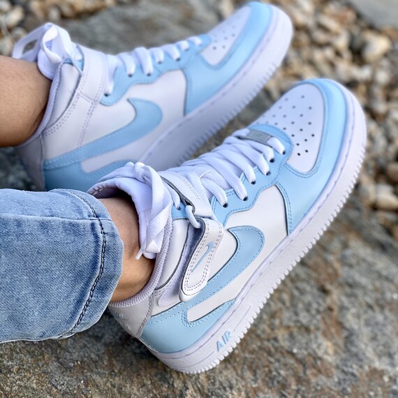 nike air force ones baby blue