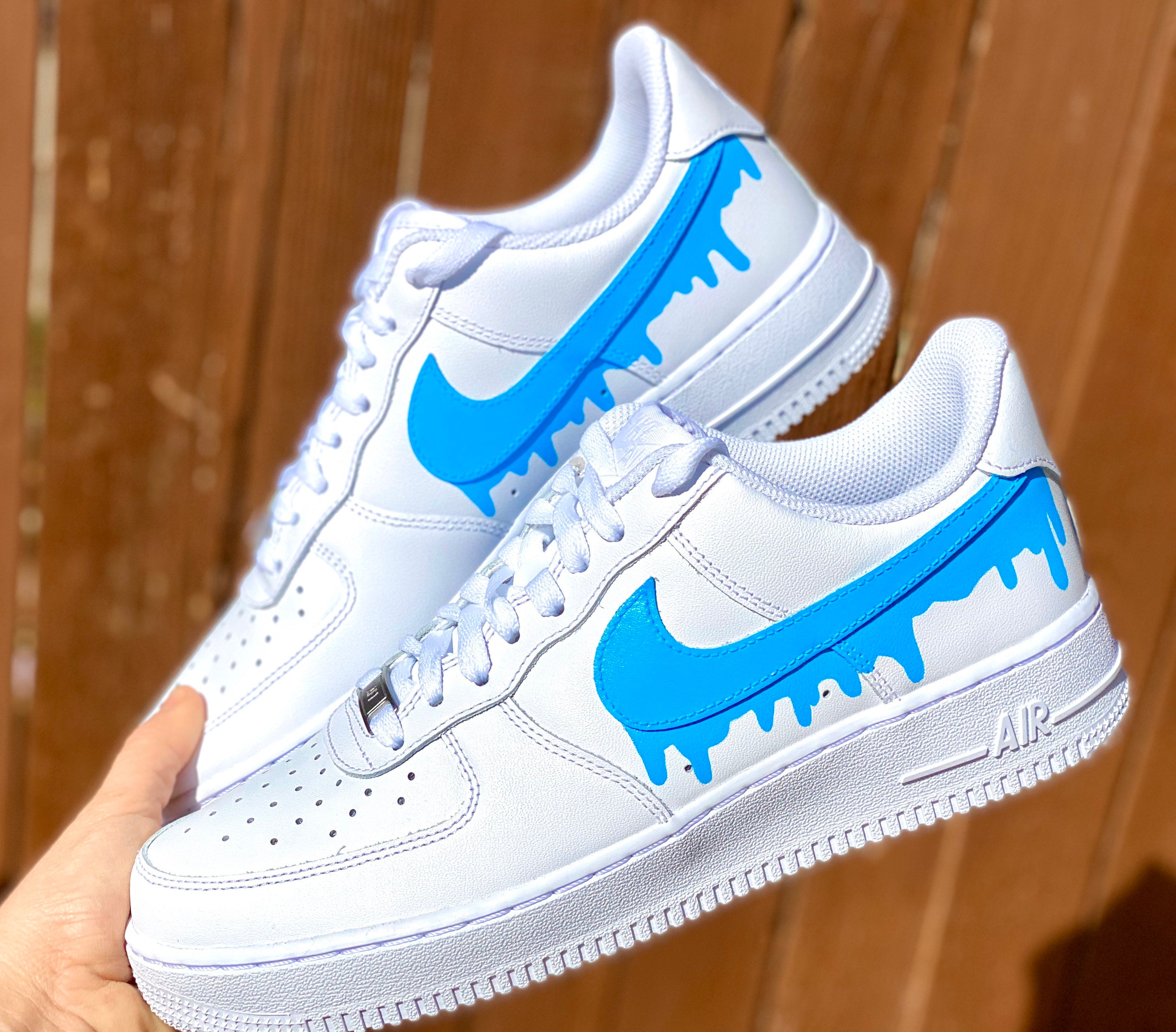 Custom Baby Blue Nike Drip Air Force Ones Custom AF1 | Etsy