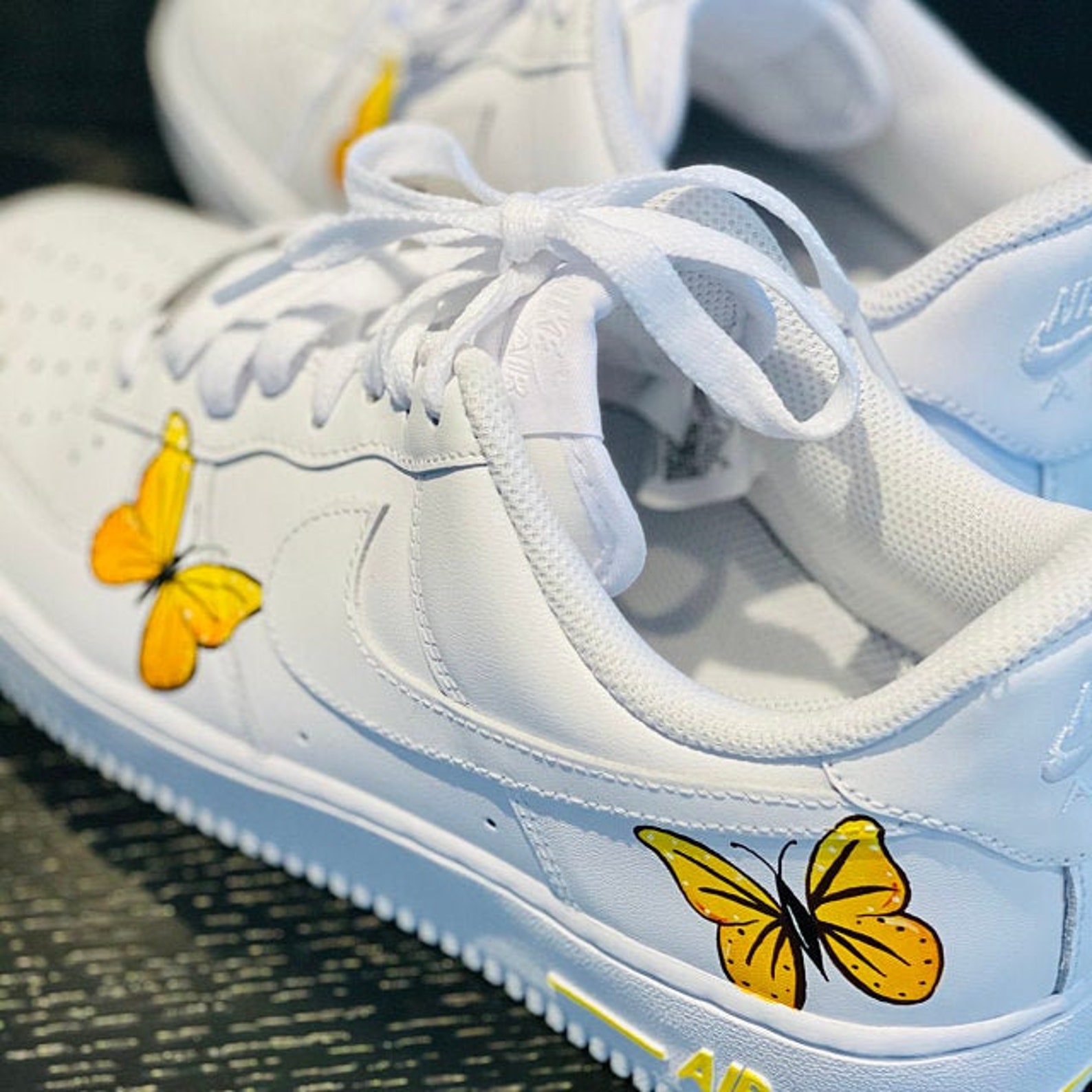 Custom Yellow Nike Butterfly Air Force Ones Custom AF1 | Etsy