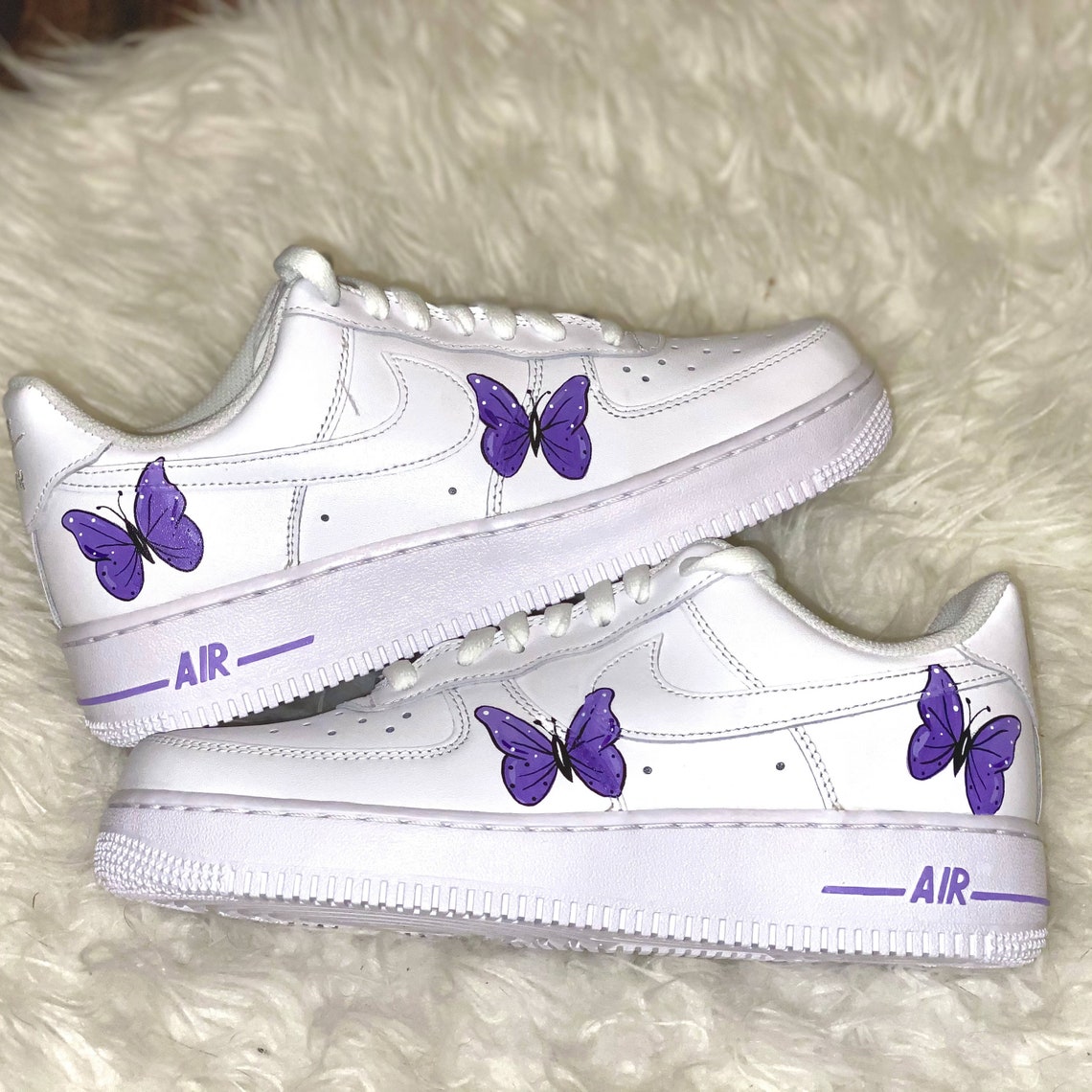 Custom Purple Nike Butterfly Air Force Ones Custom AF1 | Etsy