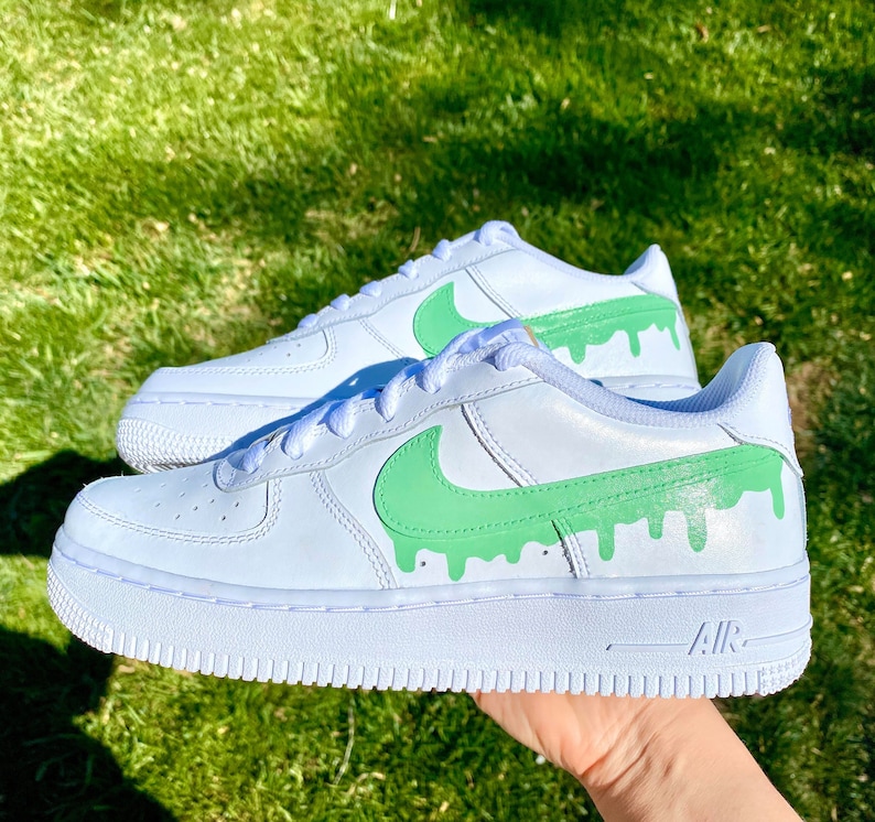 Custom Mint Green Nike Drip Air Force Ones Custom AF1 Etsy