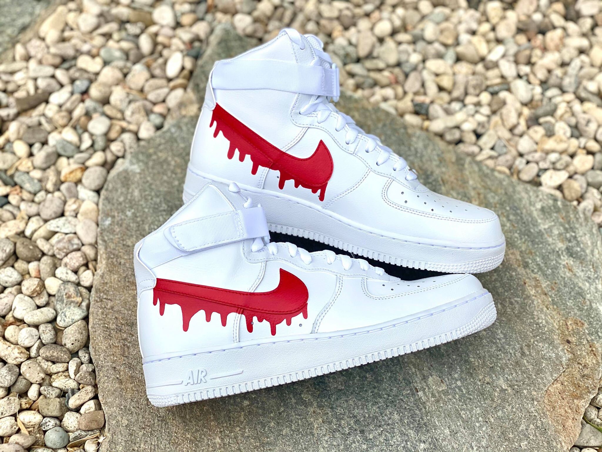 Custom Red Nike Drip Air Force Ones Custom AF1 Custom | Etsy