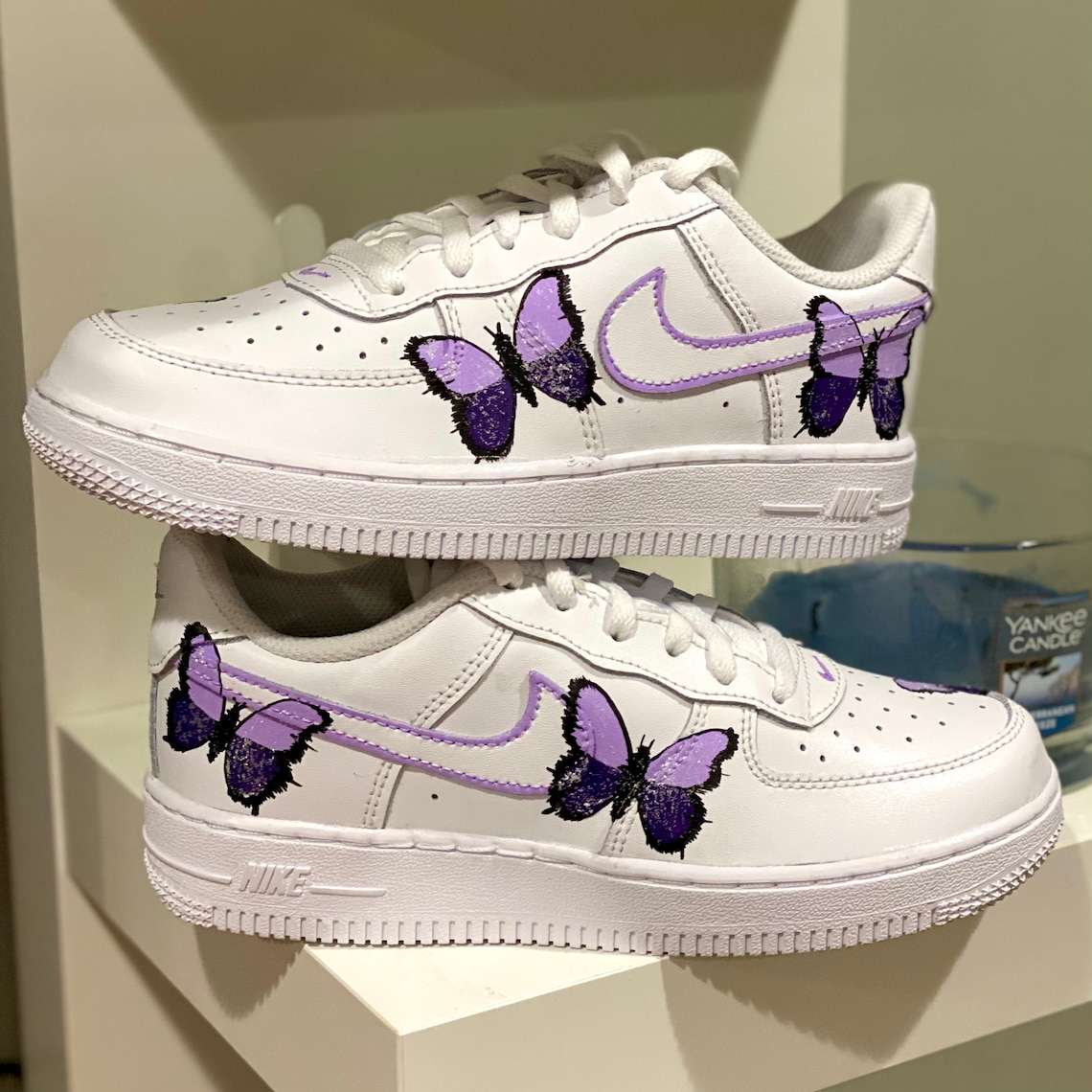 Purple Glitter Nike Butterfly Air Force Ones pick Your Color | Etsy
