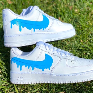 Cyber Monday Sale Custom Baby Blue Nike Drip Air Force Ones | Etsy