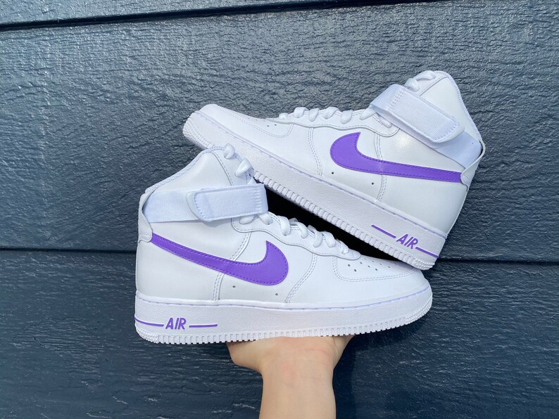 Custom Purple Nike Air Force Ones Swoosh and AIR ONLY | Etsy