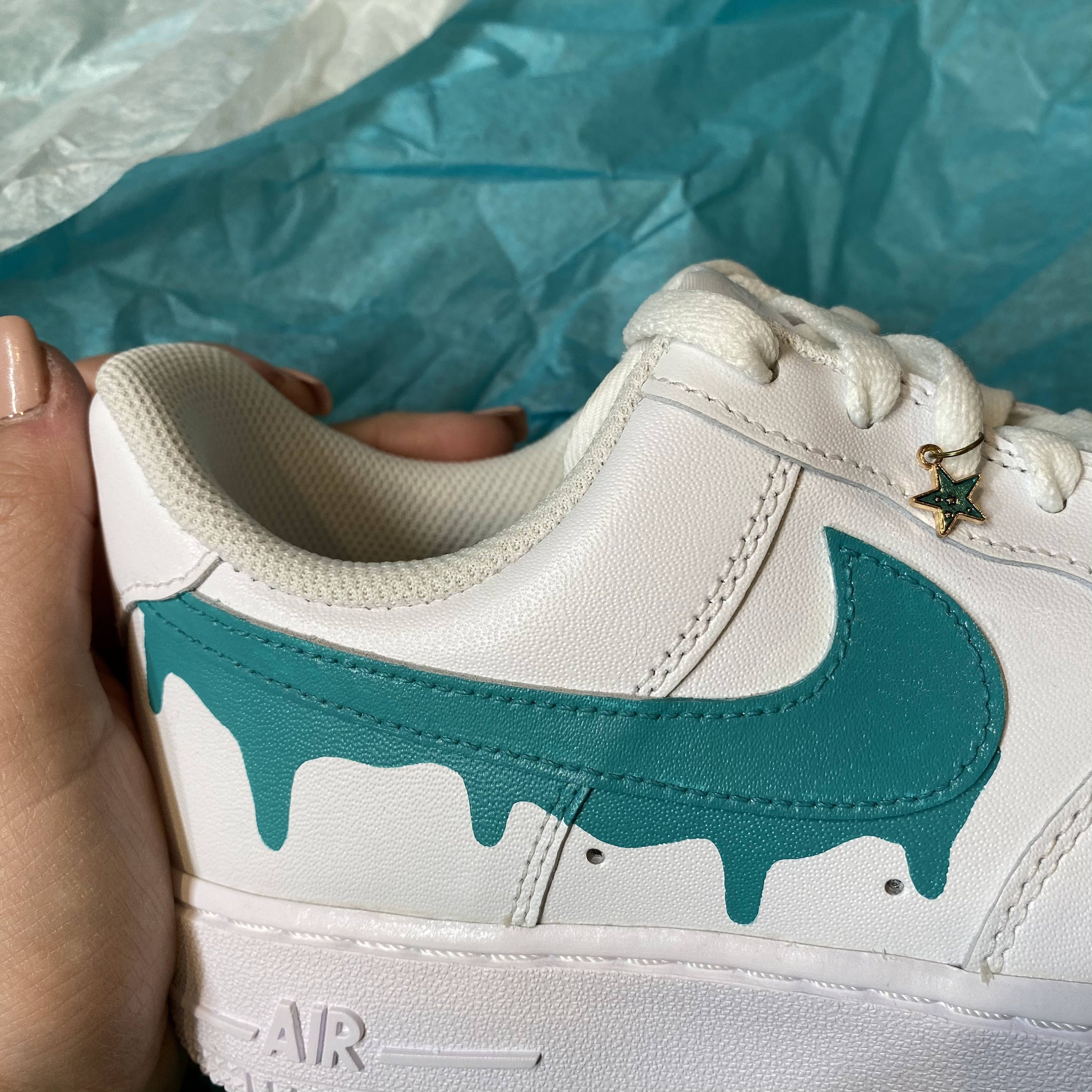 Custom Teal Green Nike Drip Air Force Ones Custom AF1 Etsy