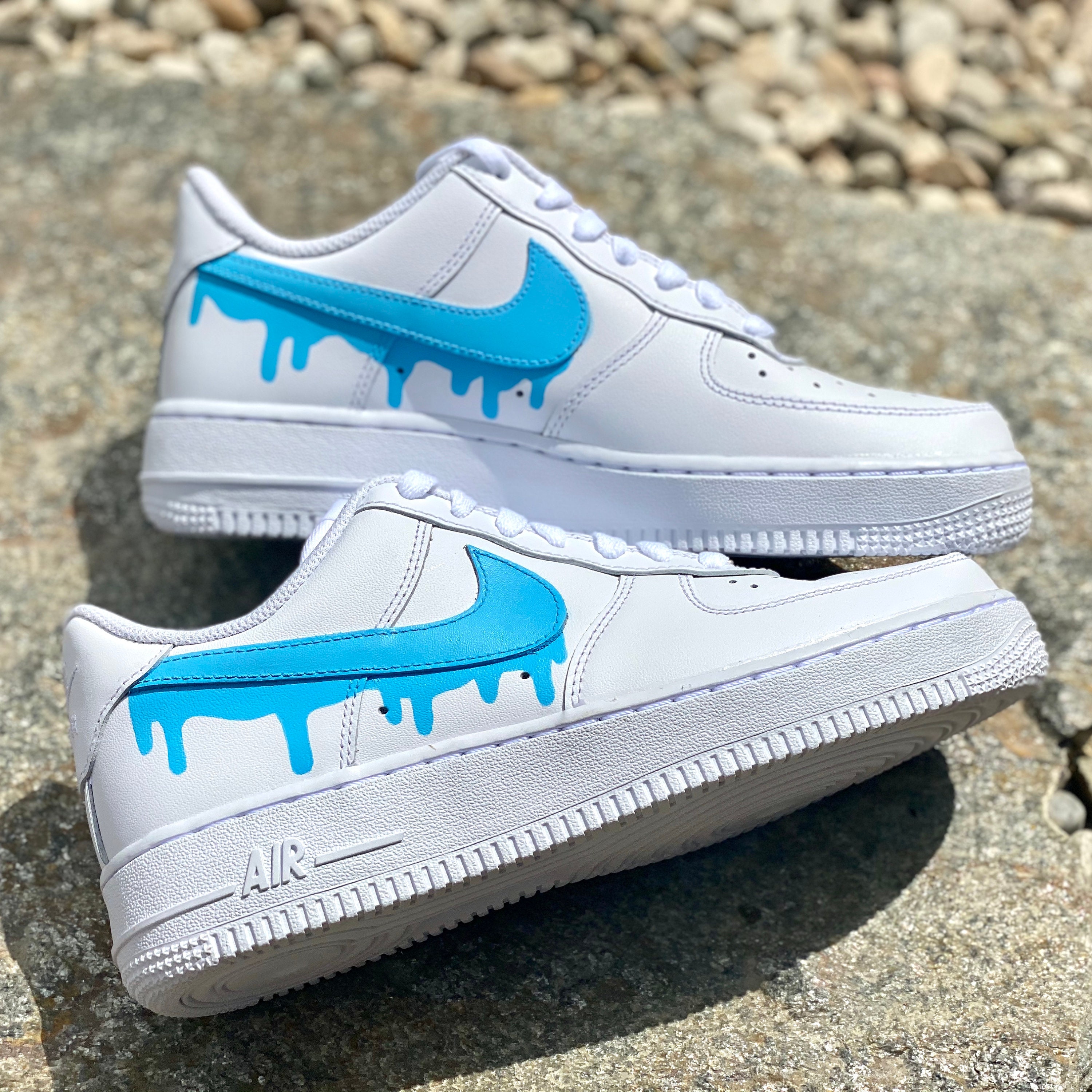 Custom Baby Blue Nike Drip Air Force Ones Custom AF1 | Etsy