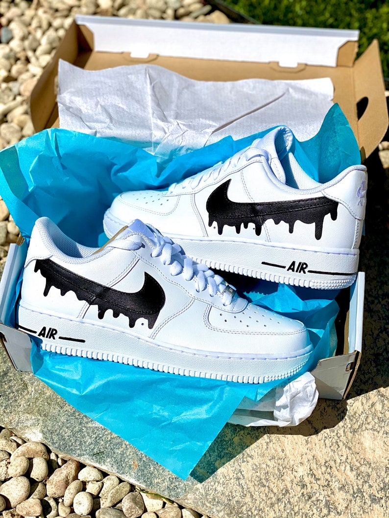 Custom Black Nike Drip Air Force Ones Custom AF1 Custom | Etsy