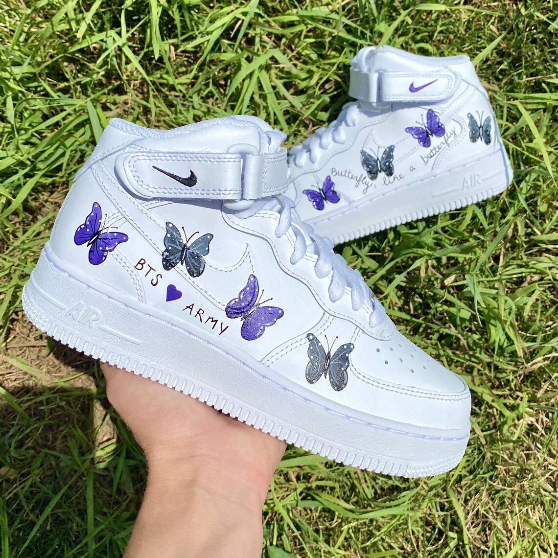 Custom Pick your color Nike Purple Butterfly Air Force Ones | Etsy