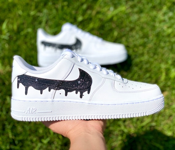 custom black and white air force ones