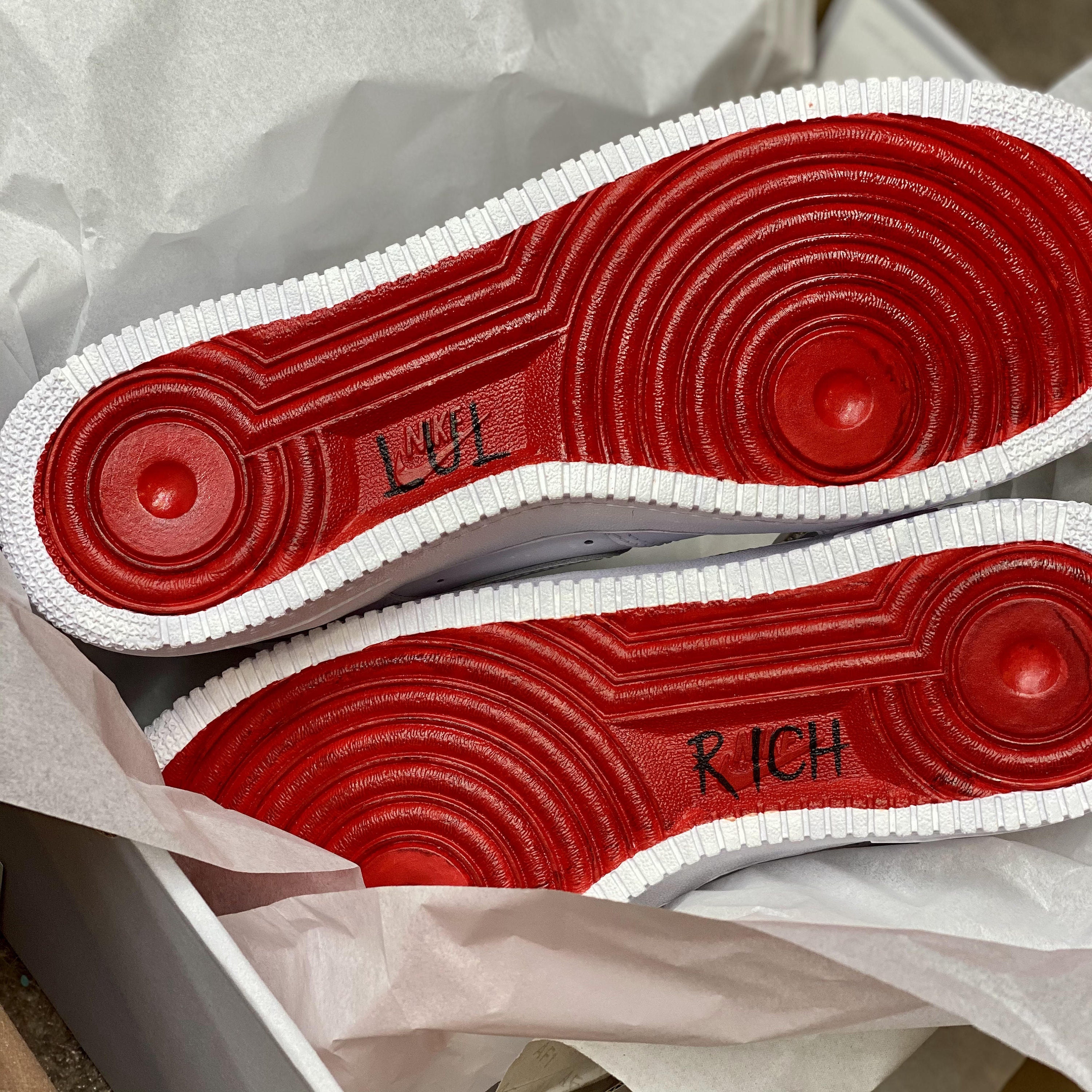 Red Bottoms Air Force 1 Red Soles Custom AF1 Custom | Etsy