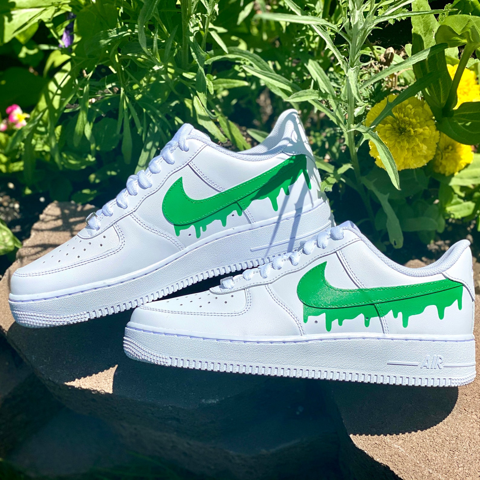 Custom Green Nike Drip Air Force Ones Custom Af1 Custom Etsy