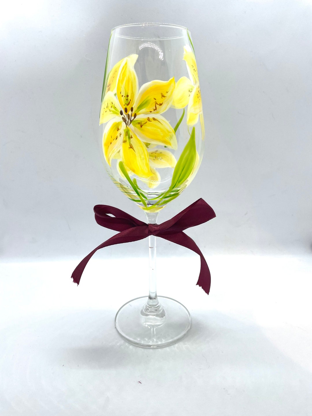 Yellow Lily Gin Glass Stargazer Lily Handpainted Wine Glass. Etsy