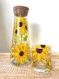 Hand Painted Carafe Sunflower Drinks Decanter Water Carafe Set