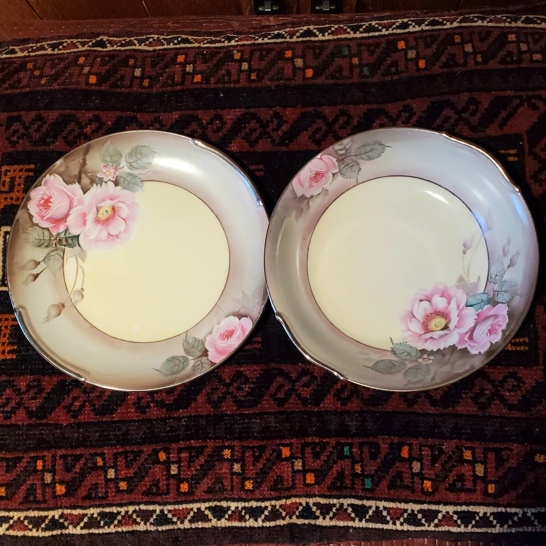 Noritake Mormura M Plate and Bowl Hand Painted Japan Mark Etsy