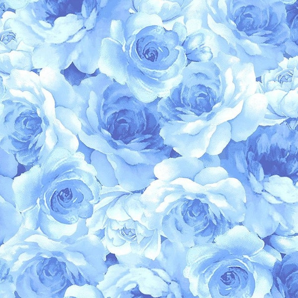 Reststück - Timeless Treasures - Bluebird Pinwheels with Attitude - White - hellblaue Blüten - Baumwollstoff Patchworkstoff