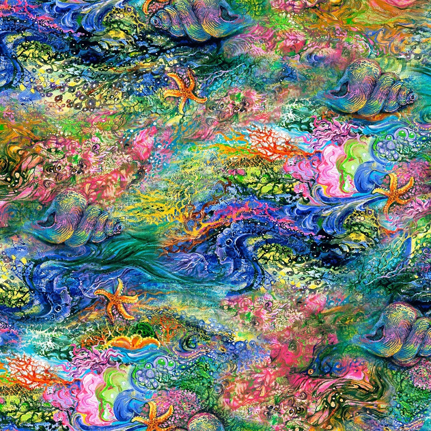 Josephine Wall 3Wishes Fabrics Call of the Sea Shells Etsy