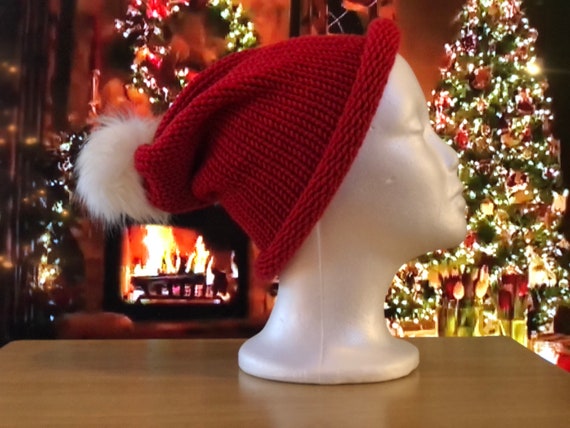 NEW MENS WOMENS KNITTED LINED FESTIVE XMAS FATHER CHRISTMAS SANTA HAT WITH LEGS