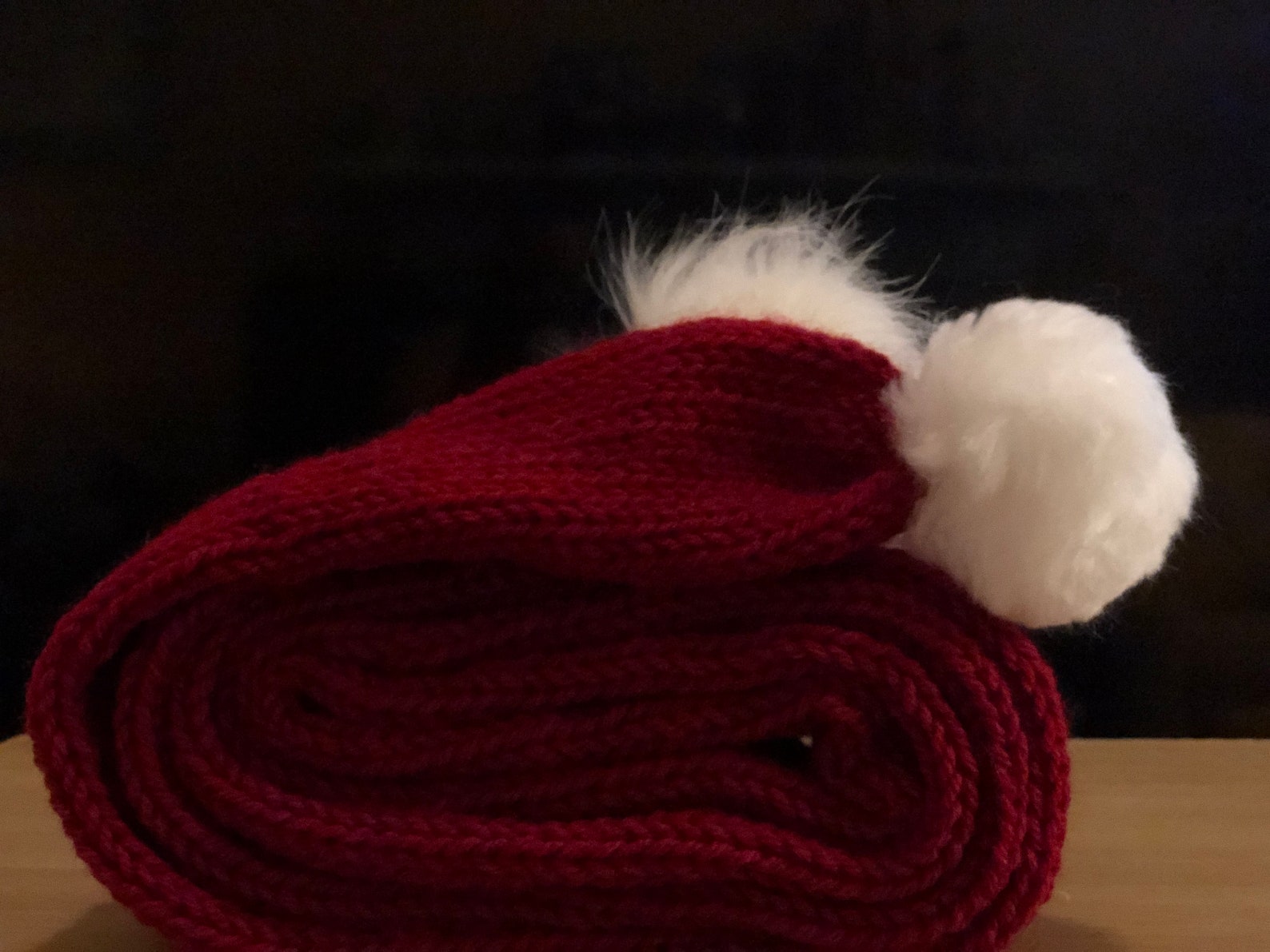 SPECIAL Knit Christmas Scarf in Red With Poms. Narrow Knitted Etsy