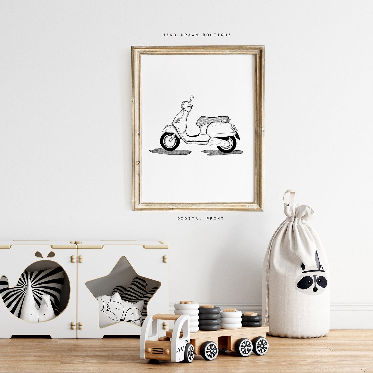 Classic Vespa Scooter Wall Art PrintBlack And White Sooter | Etsy