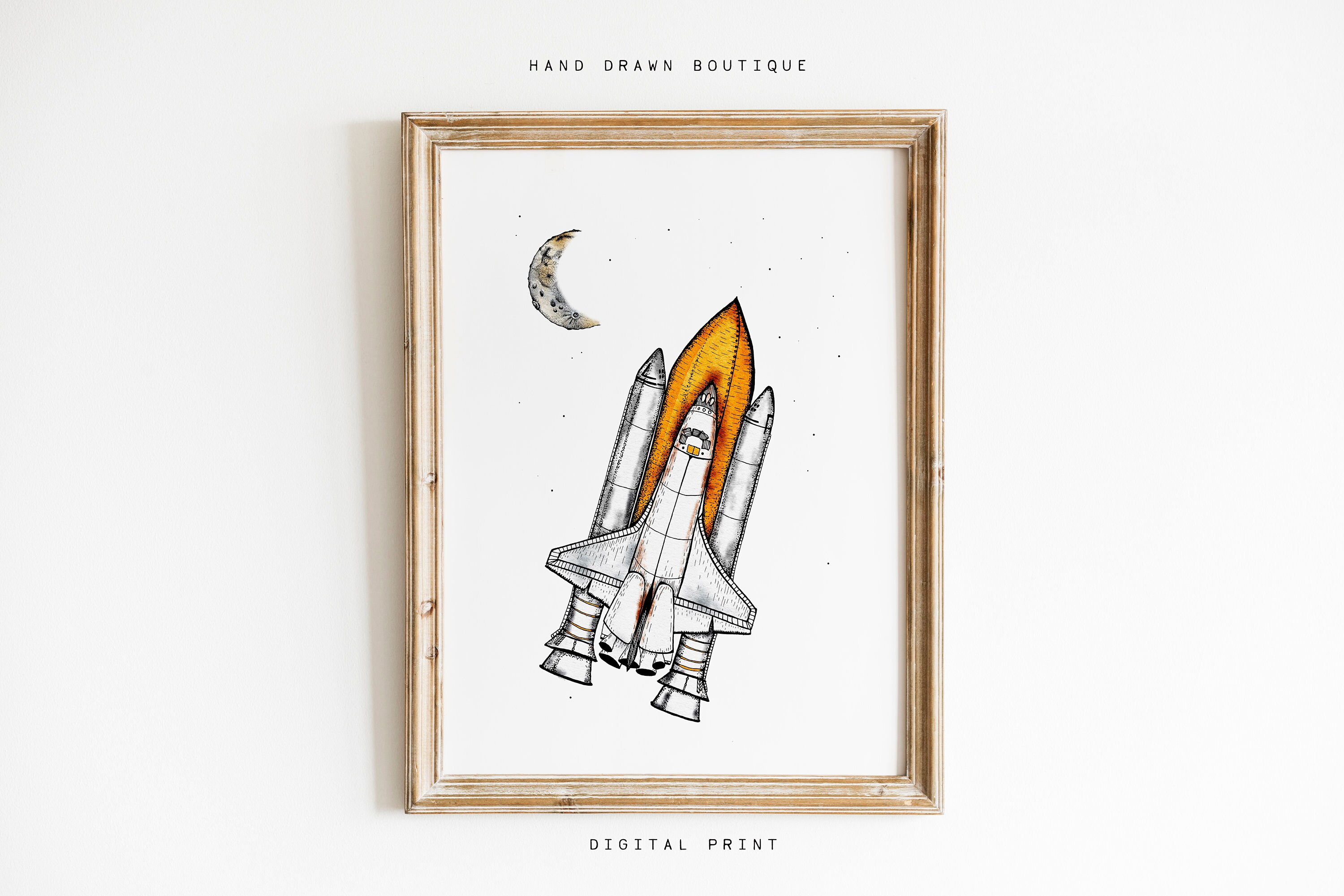 Rocket Wall Art Space Shuttle Print Spaceship Printable Wall | Etsy